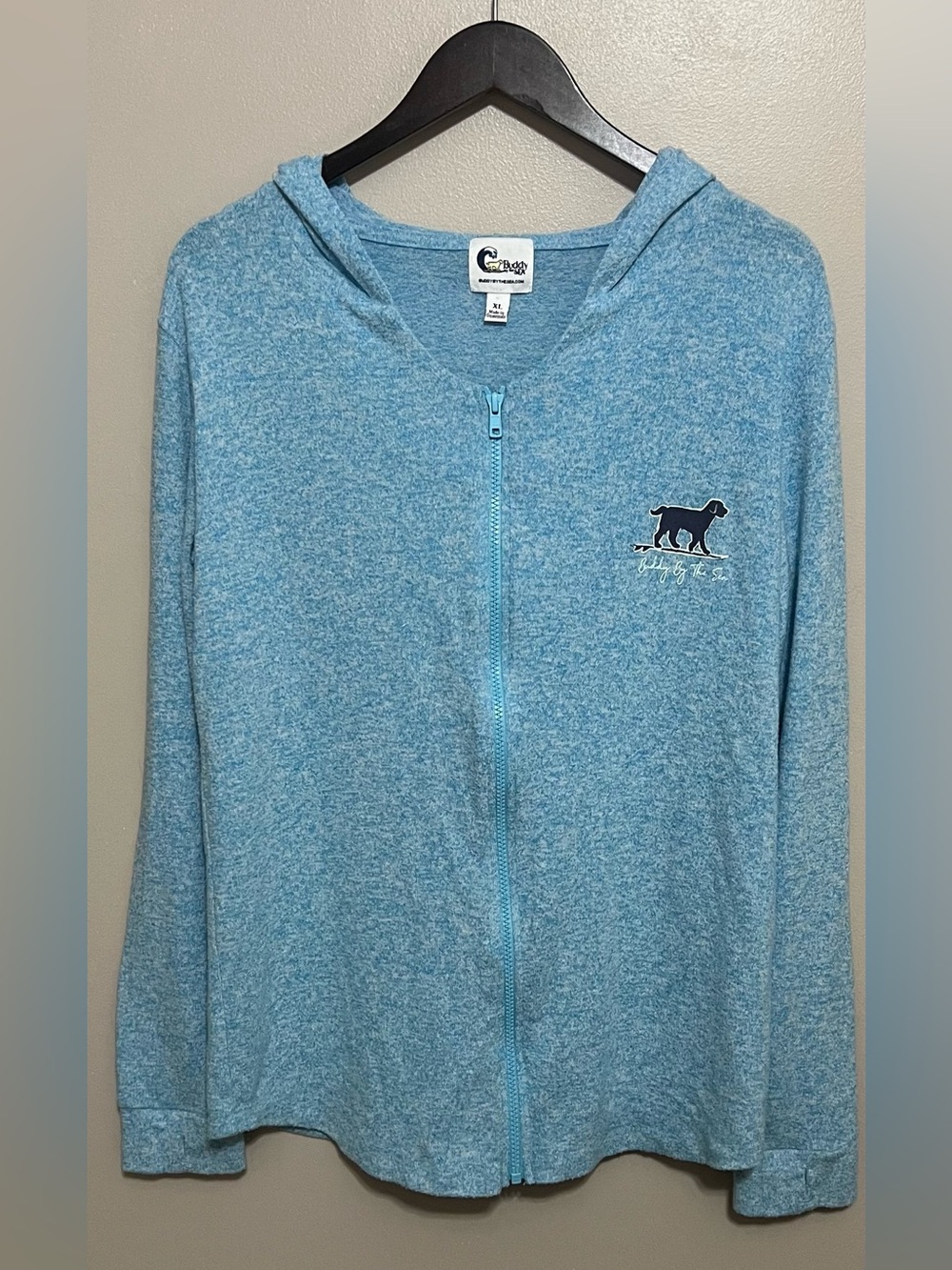 Buddy By the Sea Zip Hoodie Surfing Dog Size XL